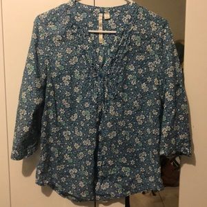 3/4 button down blouse